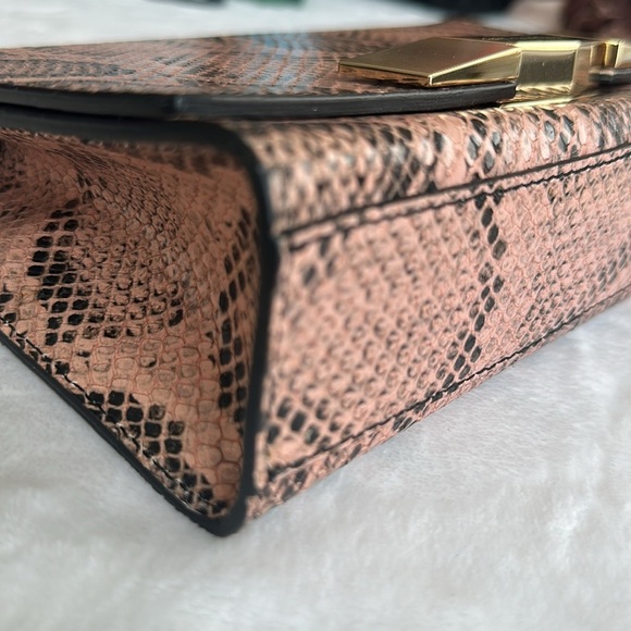 Bruno Magli Pink Snake Skin Embossed Shoulder Bag - Picture 9 of 12